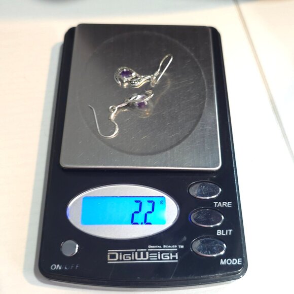 Sterling Silver Cubic Zirconia And Marcasite Gem Earrings A473 - Picture 6 of 6